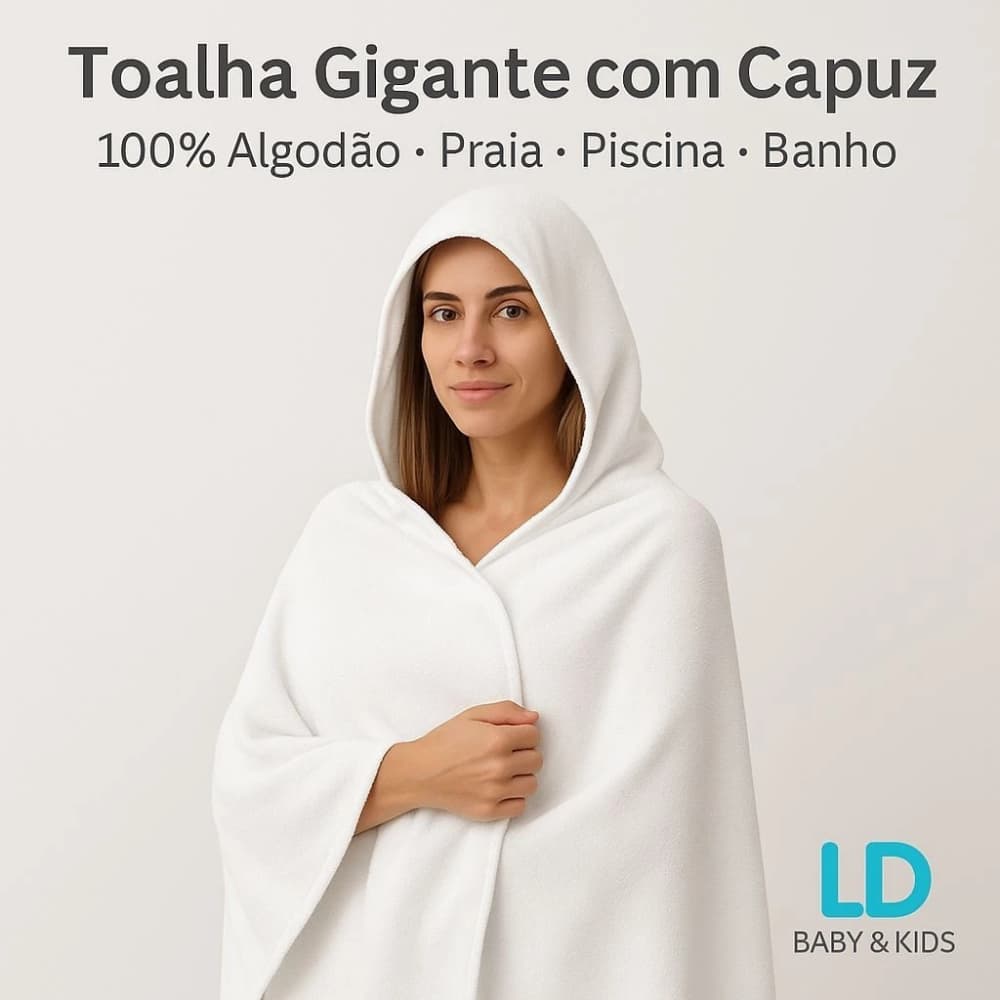 Toalha de Banho Infantil com Capuz Praia Piscina Super Absorvente e Resistente unissex do baby ao 14
