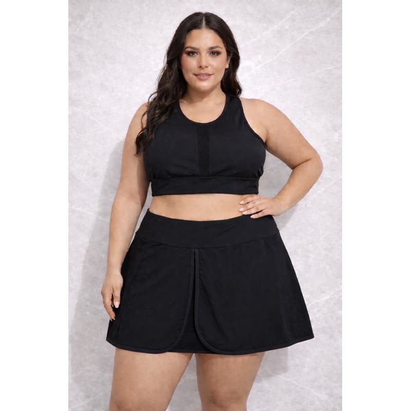 Conjunto Feminino Fitness short Saia Moda Plus Size e Top Plus size G1 G2 G3