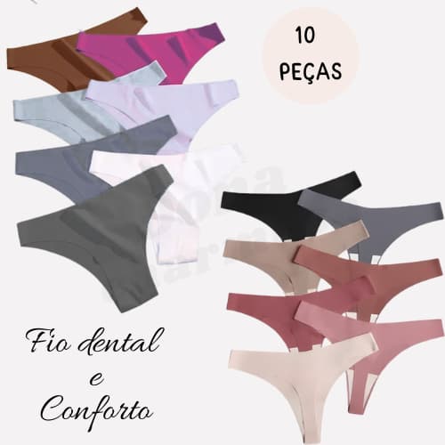 Kit 10 Calcinha Corte a Laser Invisível Não Marca FIO DENTAL  e TANGA CONFORTO Promoção Sem Costura