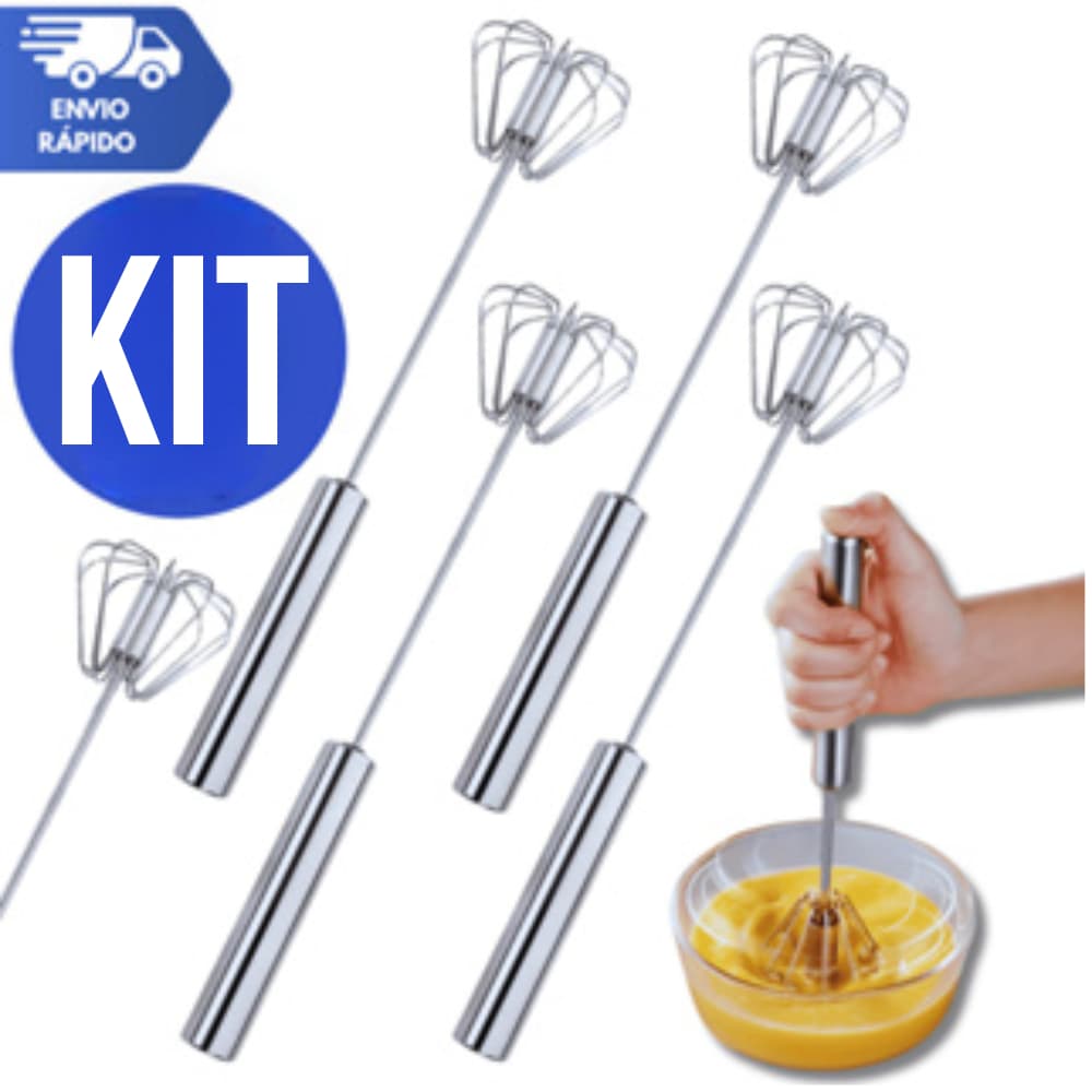 Batedor De Ovos Inox  Mixer Semi Automático Aço Inoxidável 28.5 cm