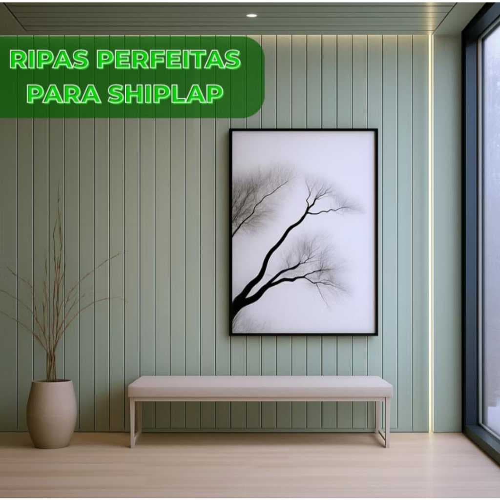 Kits Ripas Shiplap MDF Cru 10, 20, 30 e 45 Unidades Painel Ripado Decorativo 3mm Ripinhas Decorativo