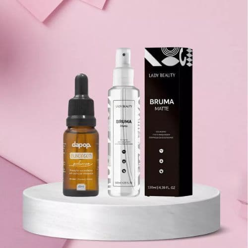 Kit Blindagem Poderosa 3X1 Diluidor, Fixador Primer Dapop/Lady Beauty + Bruma Fixadora Matte/Rosa Mosqueta 130ml
