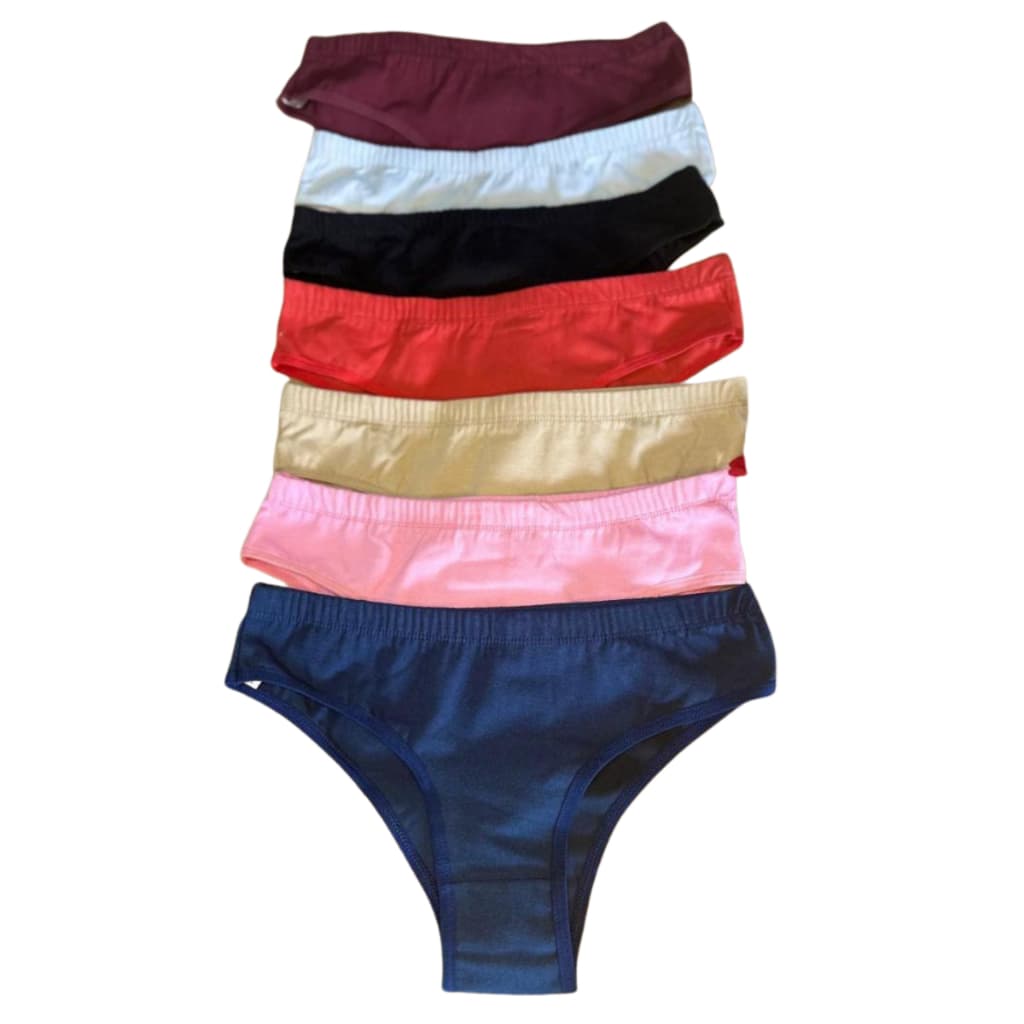 Kit 5 Calcinhas Cotton Conforto Calcinha Feminina Algodao Lisas Com Elastico Embutido na Cintura