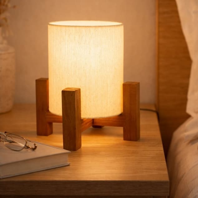 Luminaria de Mesa Abajur Elegante Madeira 4 Pés Decoração Quarto Sala Abajur Criativo Cabeceira