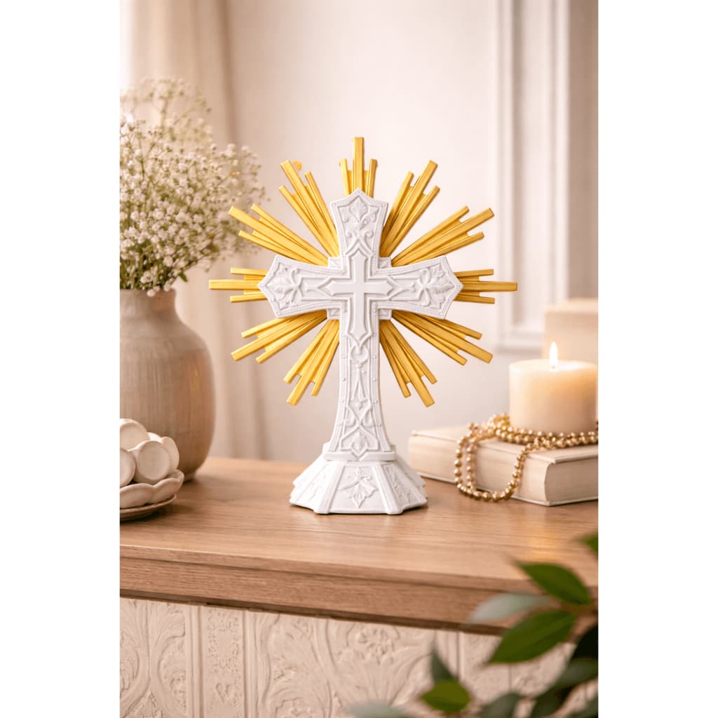 Cruz de Cristo Enfeite Decoração Mesa ou Parede Oratório Cristã Casa Quarto ou Sala