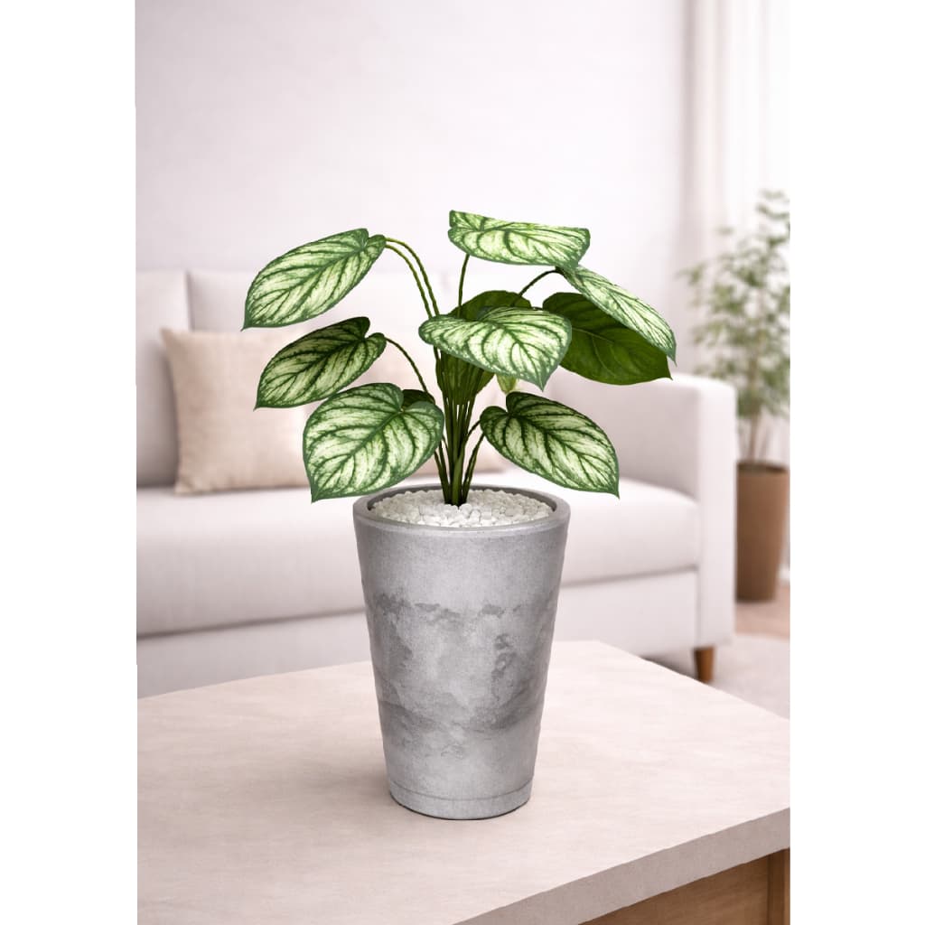 DV Arranjo Decorativo Asa de Anjo Artificial no Vaso Marmorizado Moderno