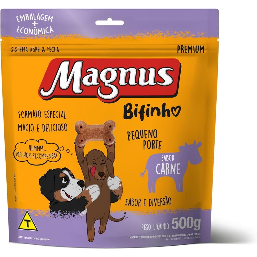 BIFINHO MAGNUS SABOR CARNE - FORMATO OSSINHO - PARA RAÇAS PEQUENAS - 500G.