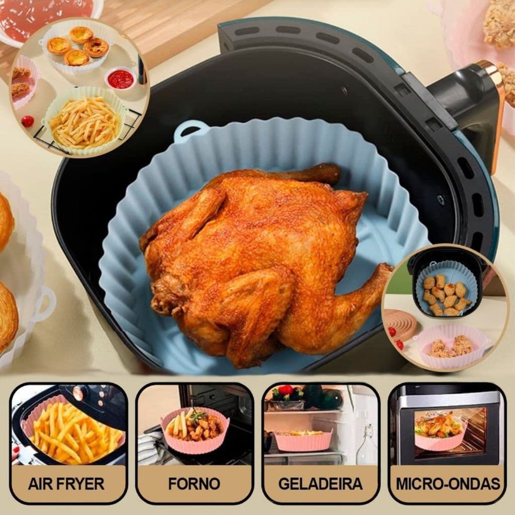 Kit 6 Formas Silicone Antiaderente Para Airfryer Reutilizavel Assadeiras para Microondas