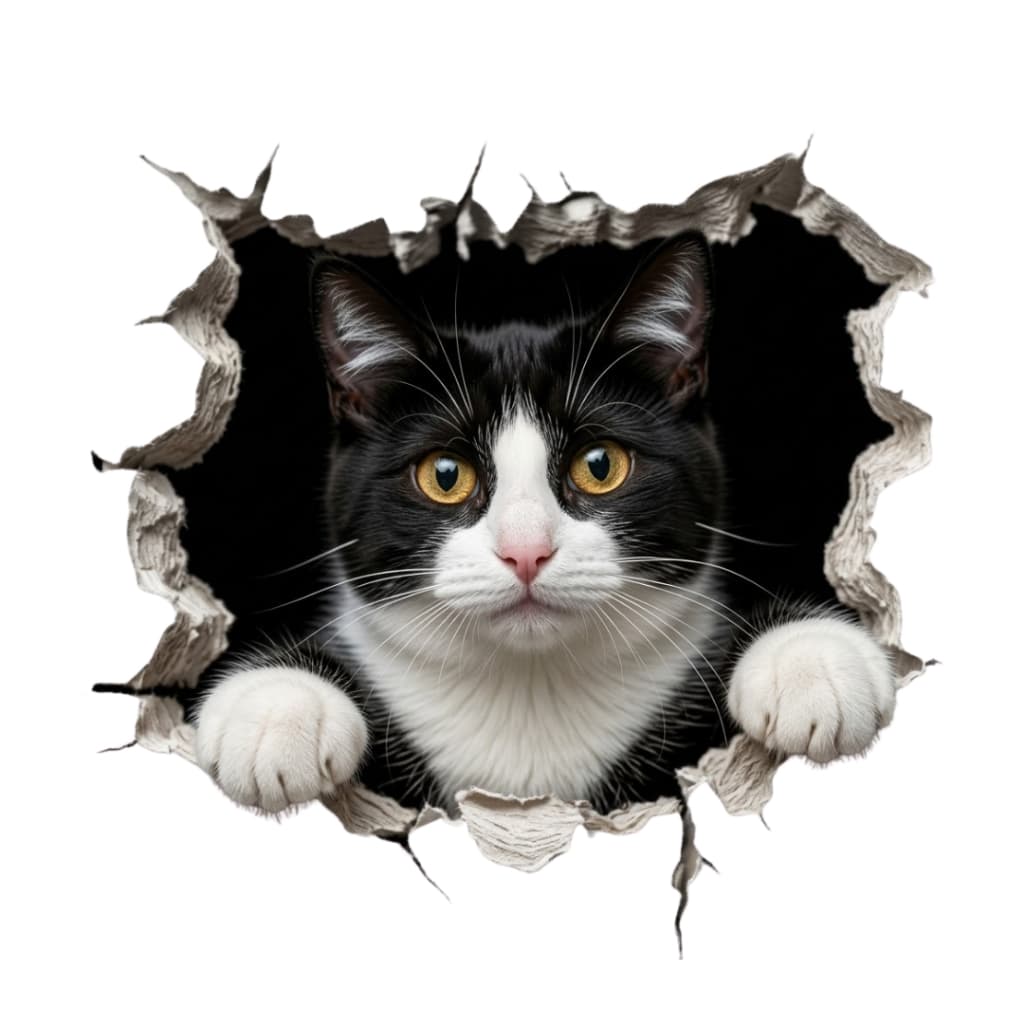 Adesivo Gato 3D Parede Porta Carro Vinil Decorativo 30x25 cm