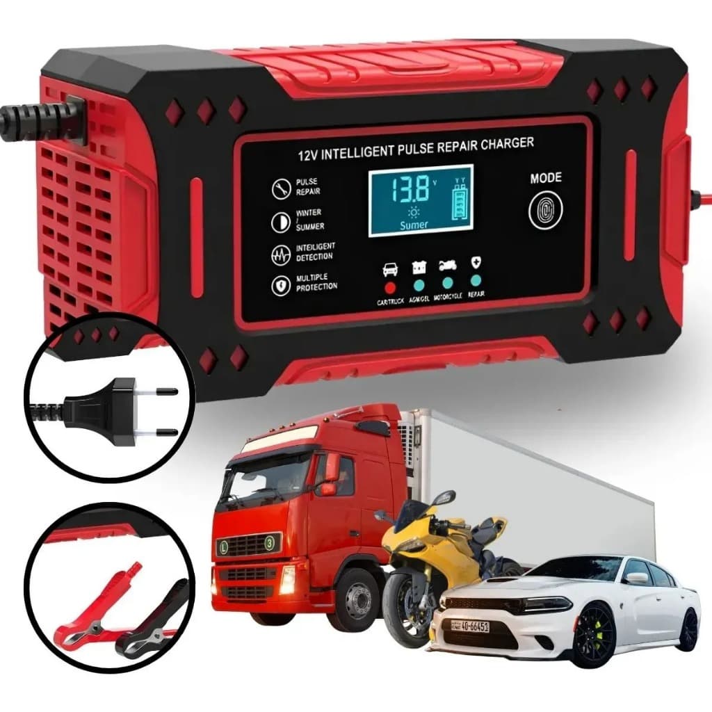 Carregador Bateria Carro Moto Caminhão Jet Ski Empilhadeira 12v 6 Amperes Bivolt 110/220 V