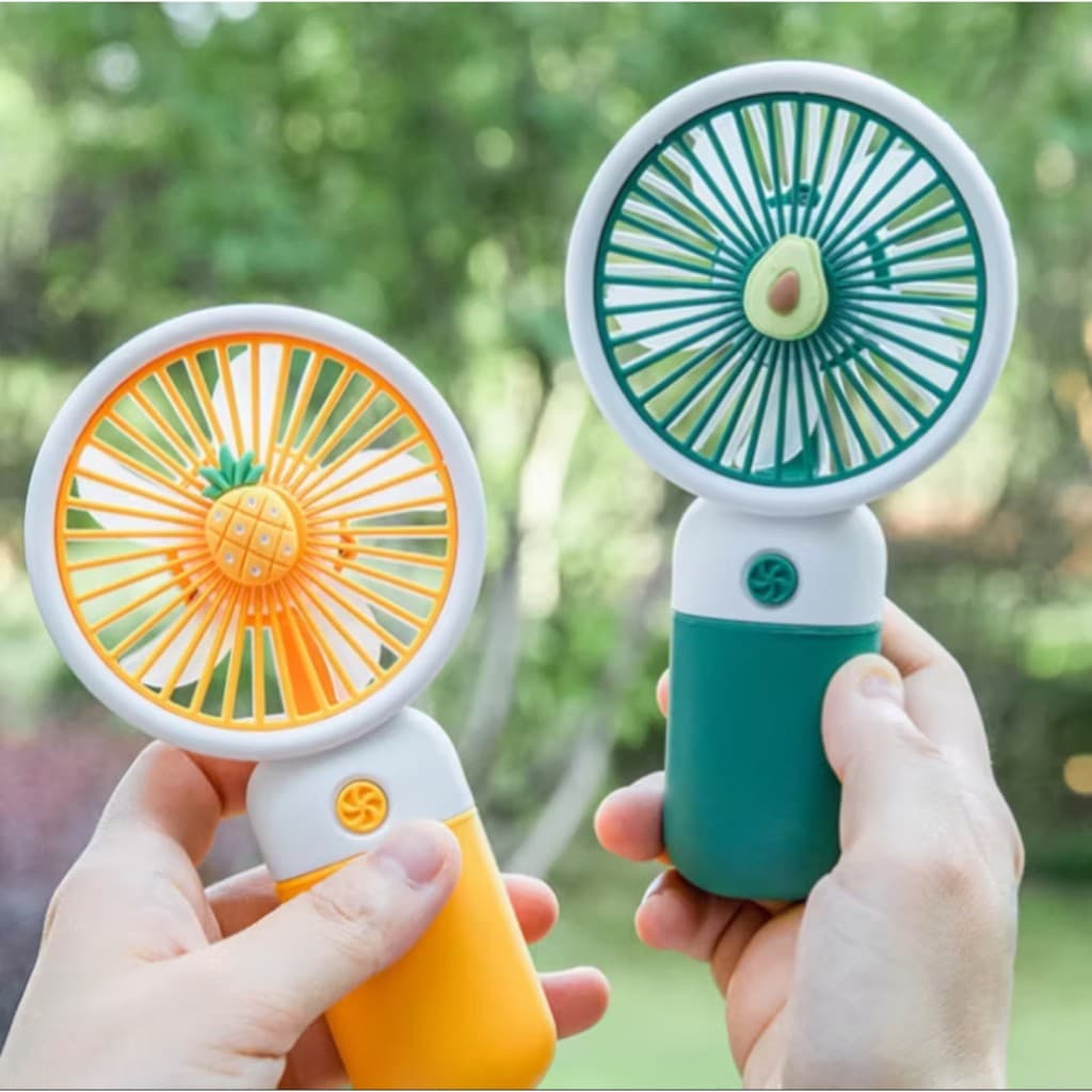 Mini Ventilador Portátil Recarregável USB com Suporte para Celular - Estilo Fofo com Pingente Fruta