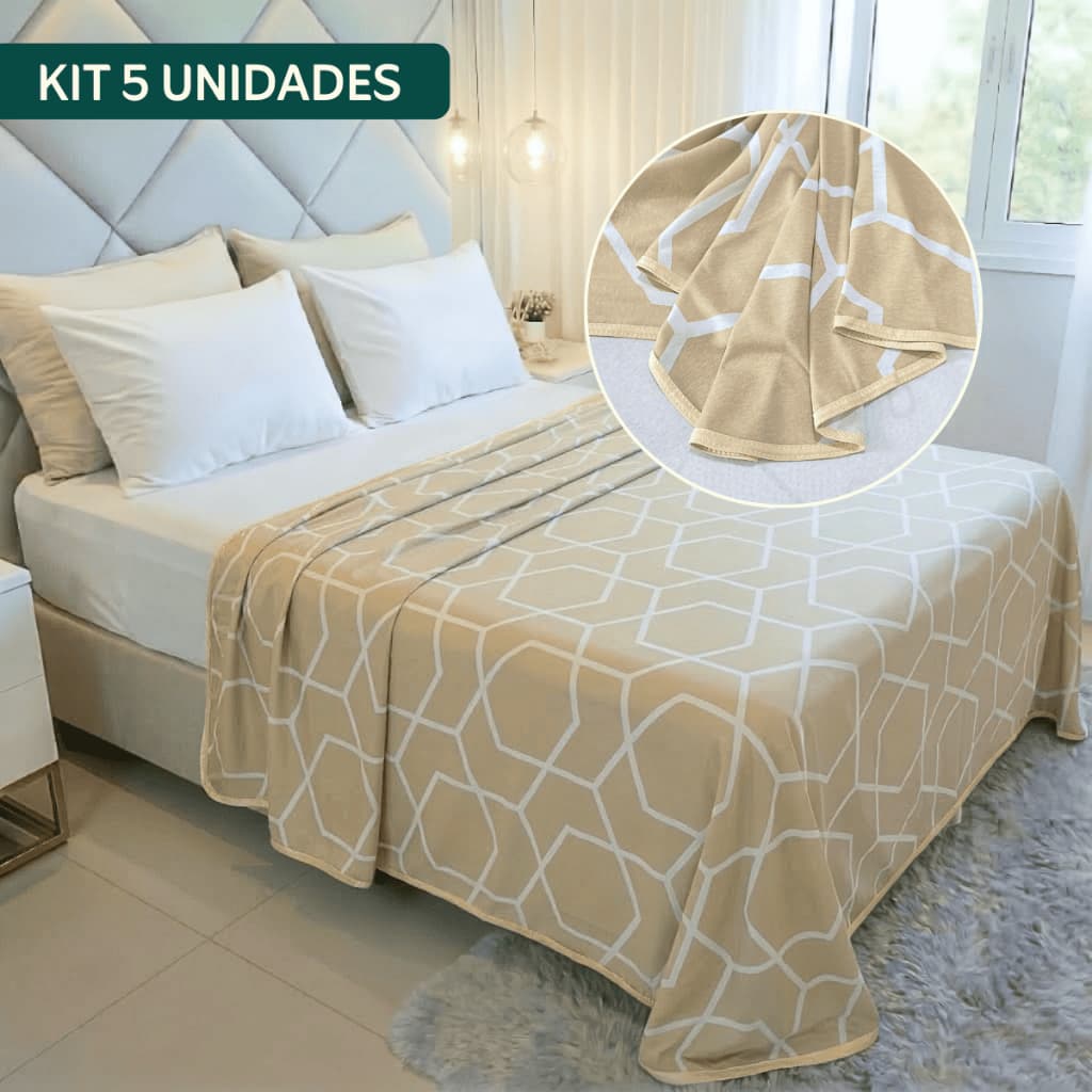Kit 5 Lençol Para Cobrir Casal Estampado Avulso Malha 100% Algodão Toque Macio Manta Luxo Cozzilar