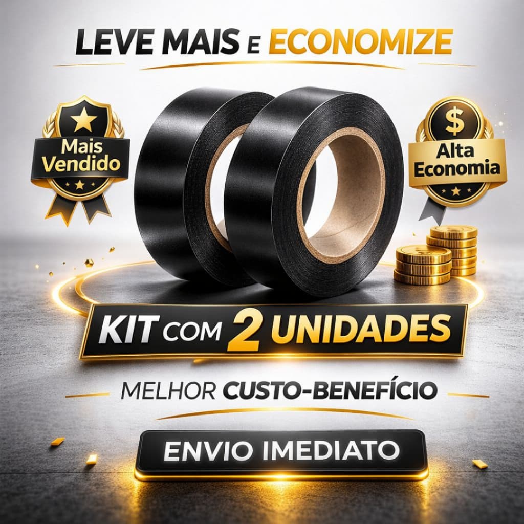 Fita Isolante Preta 10m Forte Alta Aderência Fita Elétrica Uso Doméstico Reparos