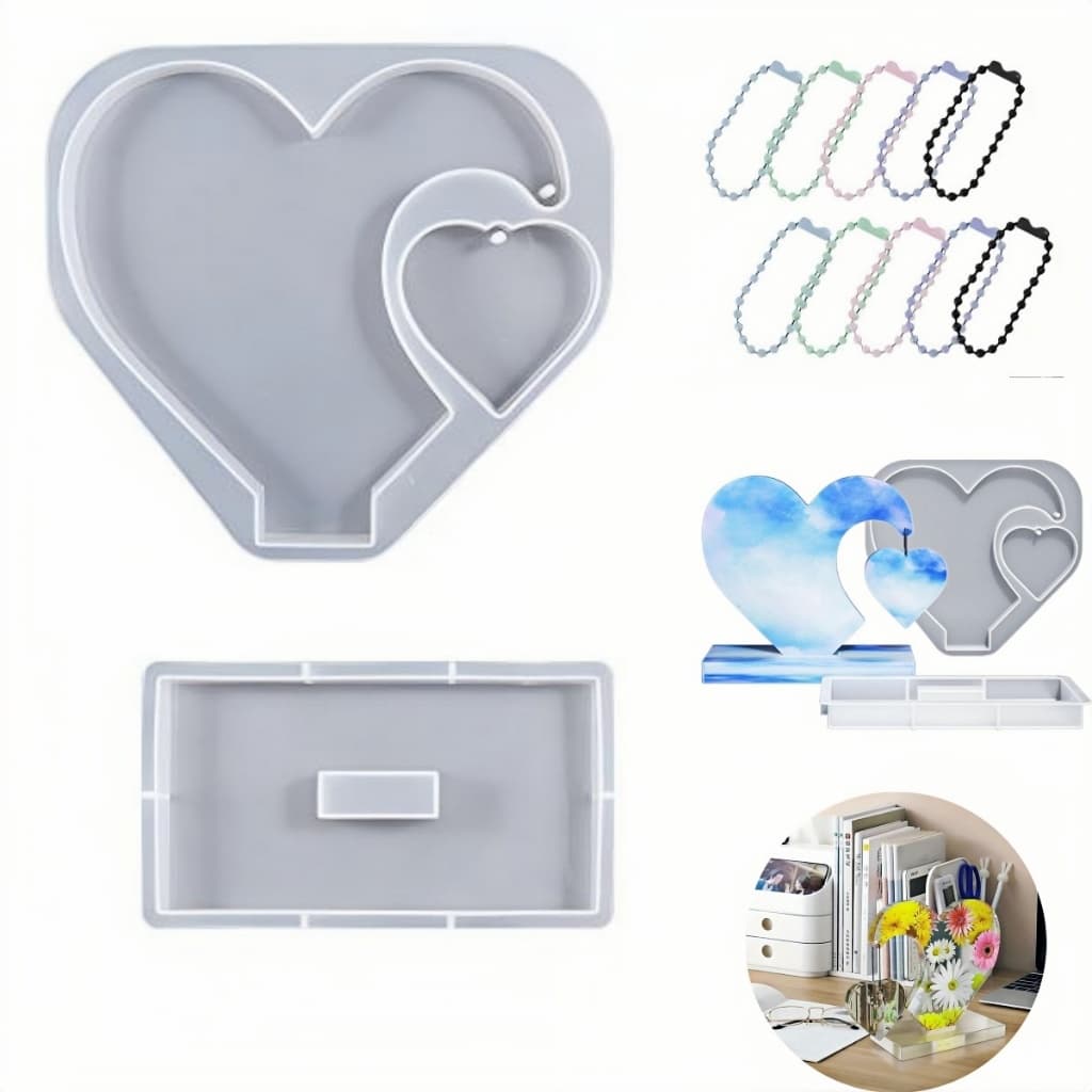 Molde Silicone Coração Pendurado com Foto / Molde para Resina