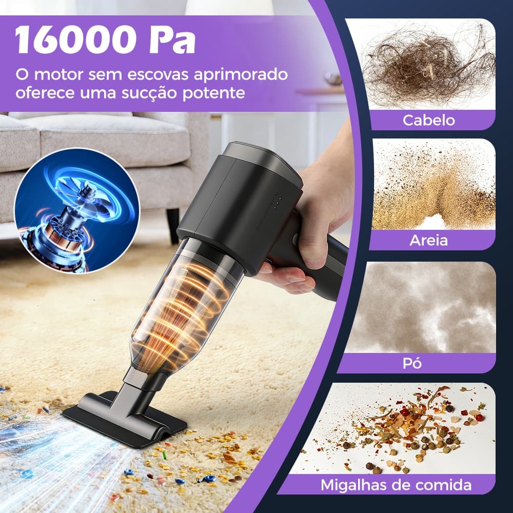 Aspirador Portátil 8 Em 1, Mini Aspirador Sem Fio, Ideal Para Limpeza De Carros E Da Casa, Recarregável