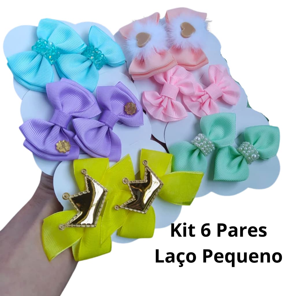Lacinhos de Cabelo Infantil Kit 6 Pares No Bico de Pato Laço Para Bebe Menina Acessório Infantil