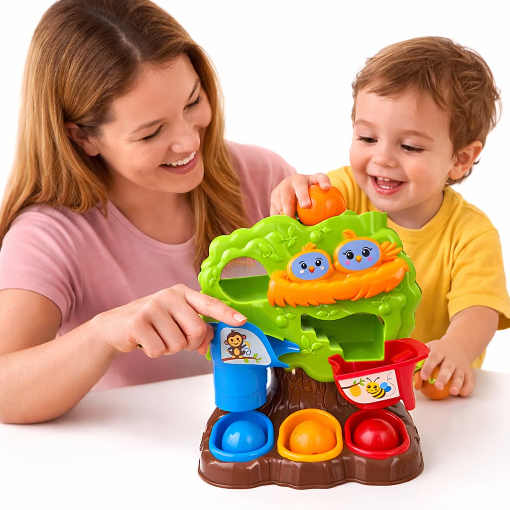 Brinquedo Educativo Árvore Mágica Bolinhas Coloridas  Brinquedo 1 ano Infantil Aprende Cores