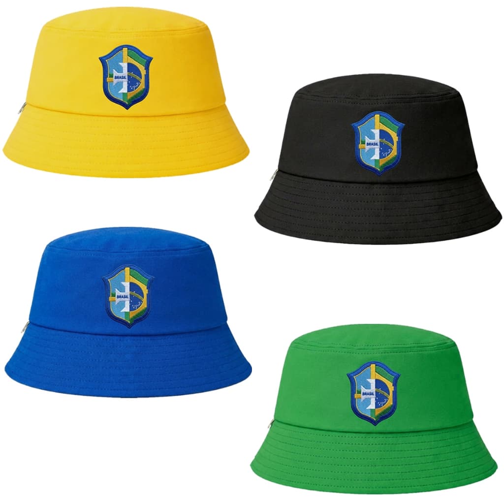 Kit 04 Bucket Hat Chapéu Brasil País do Futebol Unissex Moda Praia Aesthetic Copa do Mundo 2026