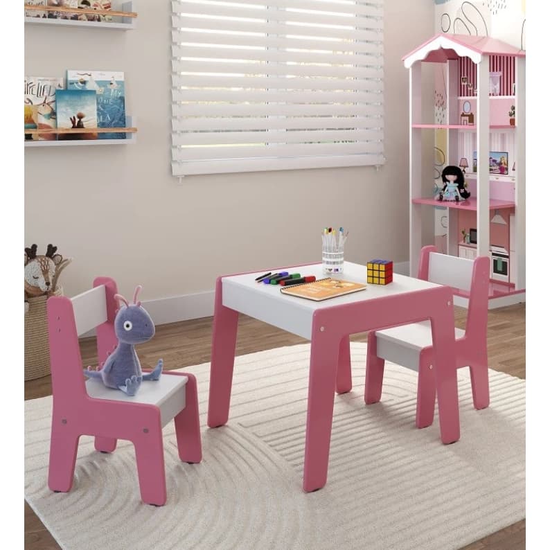 Conjunto de Mesa com 2 Cadeiras Infantil em MDF Diana