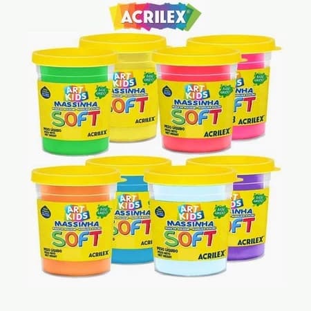Massinha de Modelar no Pote Cores Sortidas 500g Soft - ACRILEX