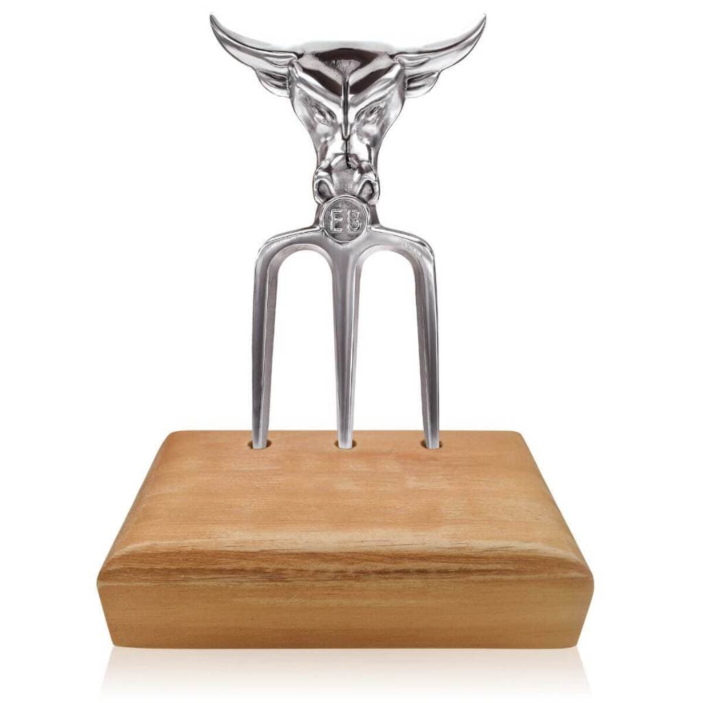 Tridente De Metal Churrasco Com Suporte De Madeira Resistente
