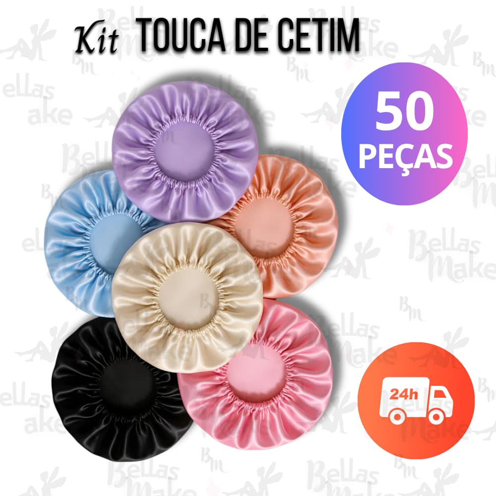 Kit 50 Toucas De Cetim Antifrizz Para Revenda E Lembrancinhas Cores Variadas Salão