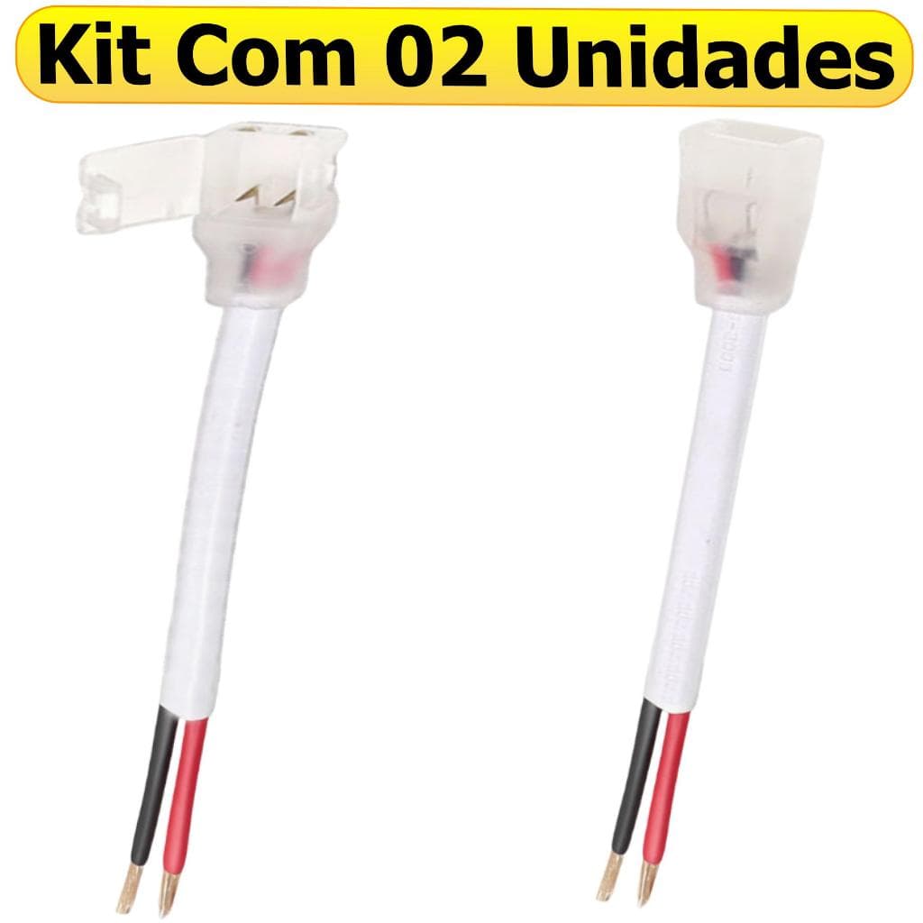 Kit 2 Conector Plug Cabo Força Fita Led Mangueira Chata Rabicho Energia Para Fita LED 110v/220v