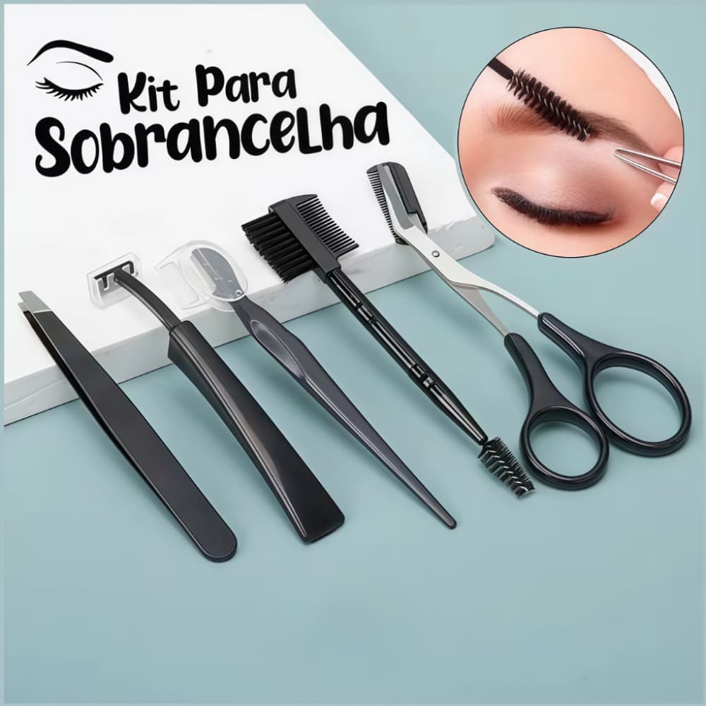 Kit 5 Pçs/Aparador de Sobrancelha Inclui Facial Face Razors Eyebrow Escova Tesoura Pinça Com Saco De Armazenamento