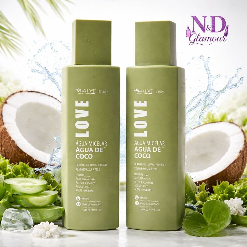 Água Micelar Água de Coco Max Love 290ml | Demaquilante Hidratante com Ácido Hialurônico Vegano