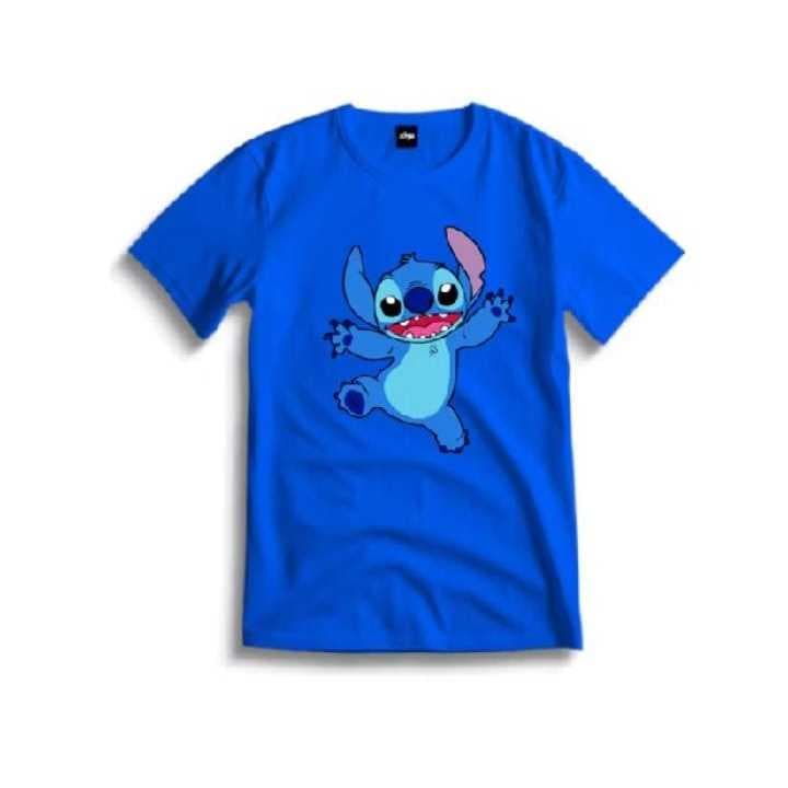 Camiseta Infantil Unisex Juvenil Stitch Feliz Camisa 100% Algodão