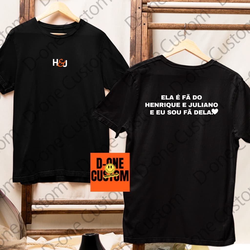 Camisa Camiseta Ela é Fã do Henrique e Juliano E eu Sou Fã Dela Homenagem Show Sertanejo Homem Meme