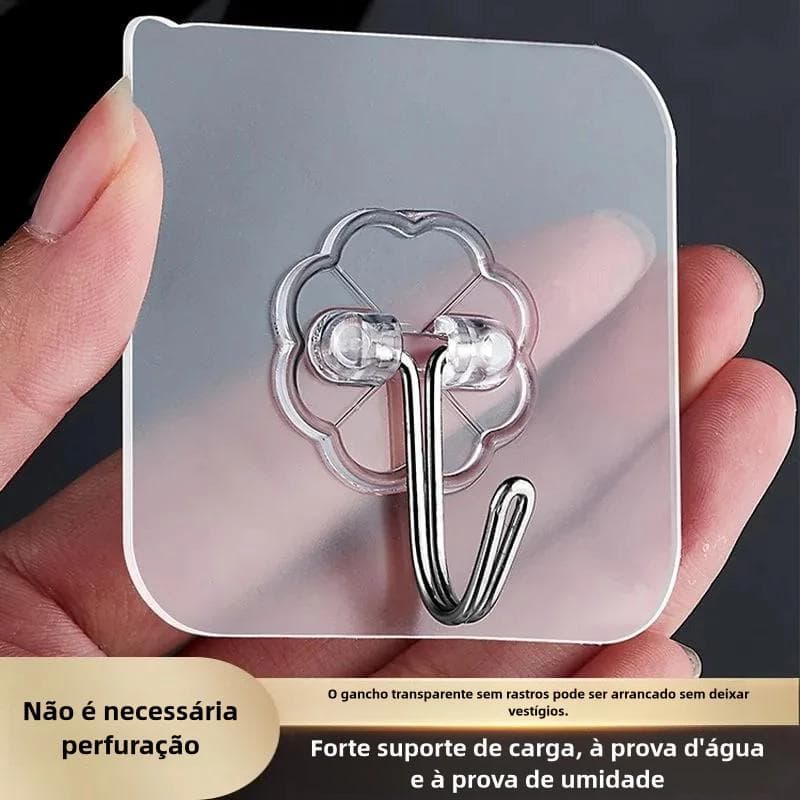 Kit 5/10/20 Ganchos Adesivos Universais com Acabamento Metálico - Força e Elegância para Sua Casa