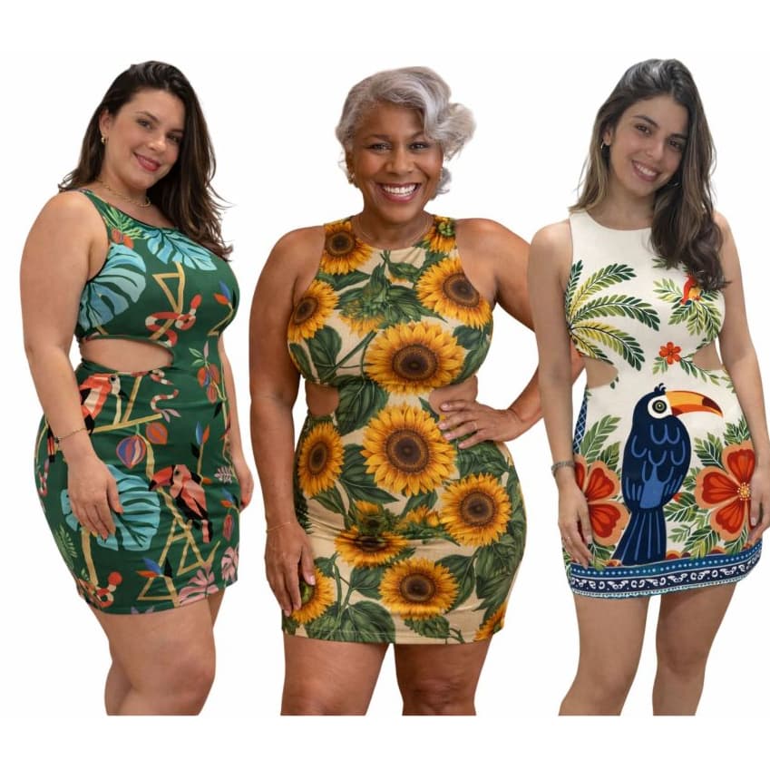 Vestido estampas 🔥OFERTA🔥 Poliamida Suplex Premium tubinho modinha leve verão casual ULTIMAS PEÇAS com elastano