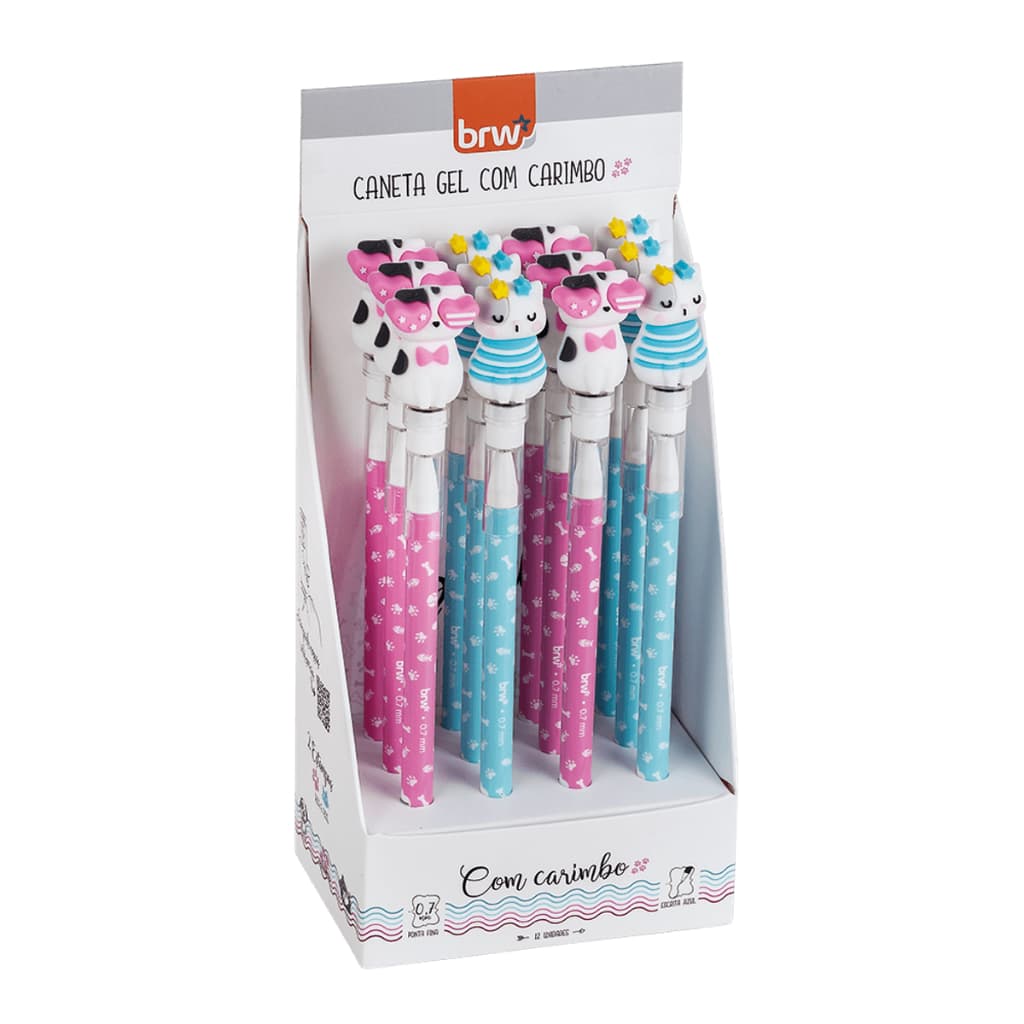 Caneta Esferográfica Gel Apagável Cat 0.7mm C/ Carimbo Divertida e Fofa