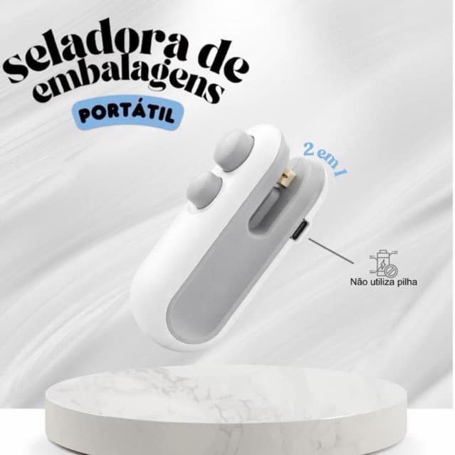 Seladora de Embalagens Portátil 2 em 1 Recarregável USB Seladora de Saco Plástico Mini Magnética