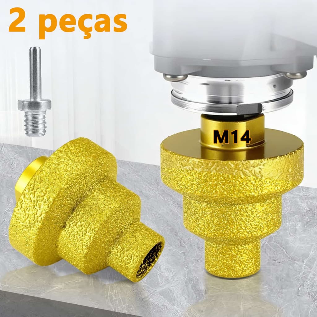 Broca Diamante Chanfro 20-35-50mm Rosca M14 para Moedor Ângulo - Mármore, Porcelana