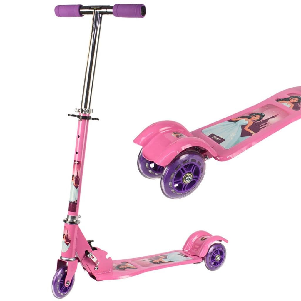 Patinete Infantil 3 Rodas Princesas Zippy Toys Menina Dobrável Rosa
