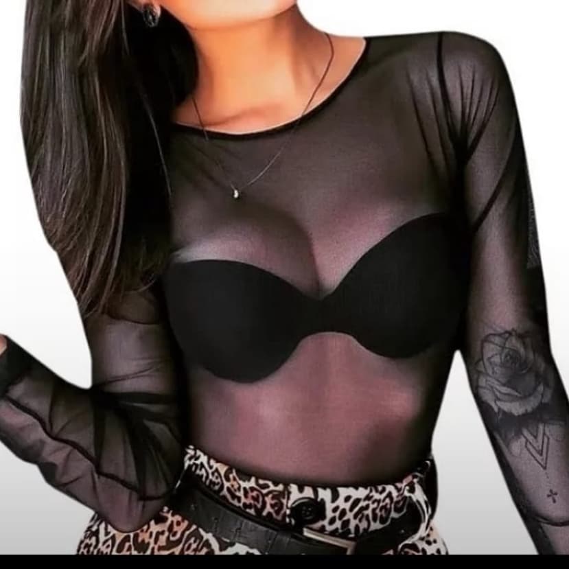 Body tule  blusinha - tule - manga longa