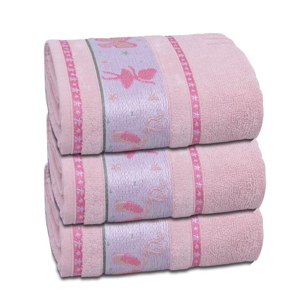 Jogo/Kit 3 Toalhas de Banho Infantil Soft Baby Kids Algodão Bordada Meninos Meninas Aveludada