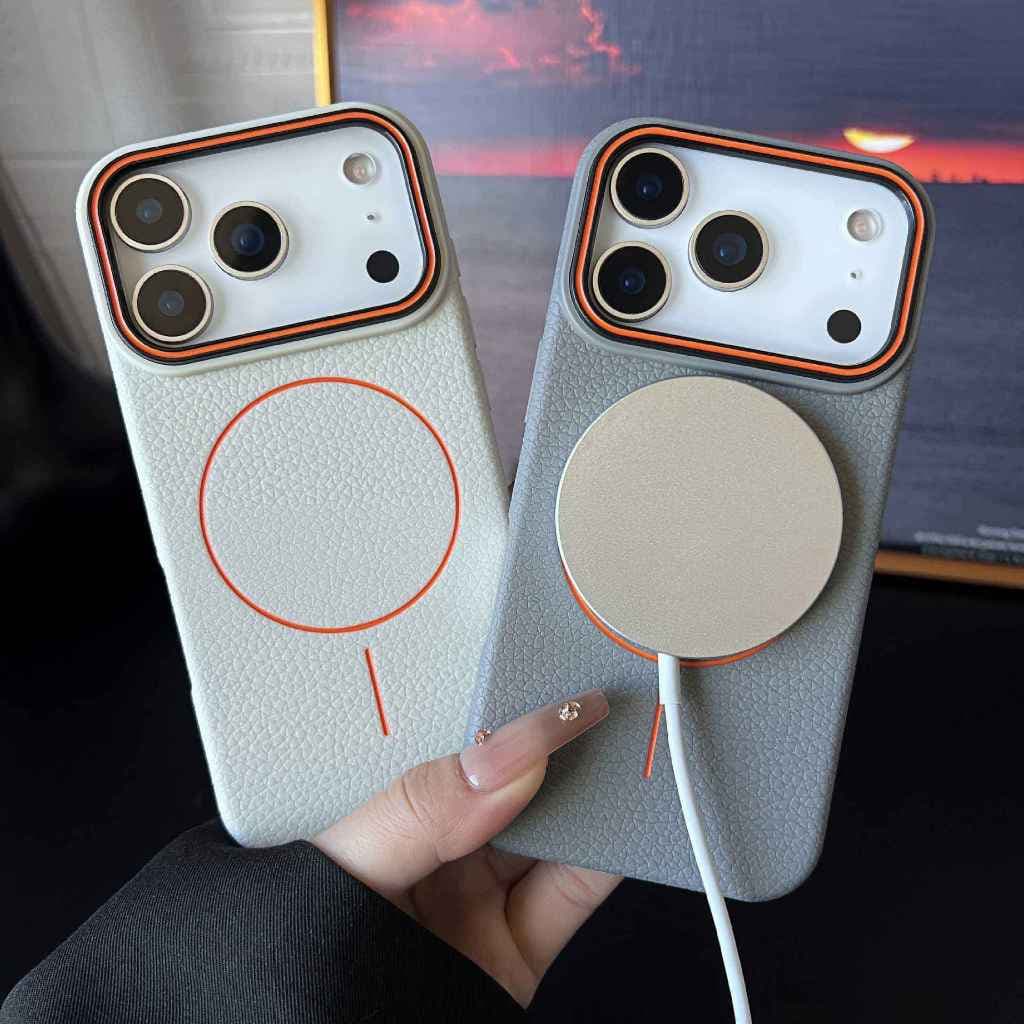 Capa de Couro Slim para iPhone do 15 ao 16 17 pro max  - Luxo e Proteção