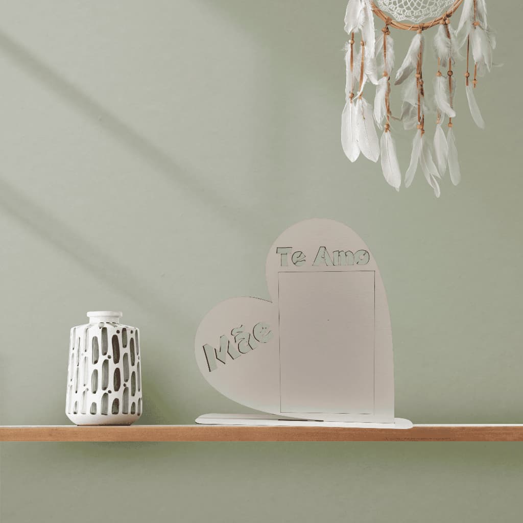 10 UNIDADES Porta Retrato de Mesa Coração 'Te Amo Mãe' MDF Branco Presente Único para o Dia das Mães