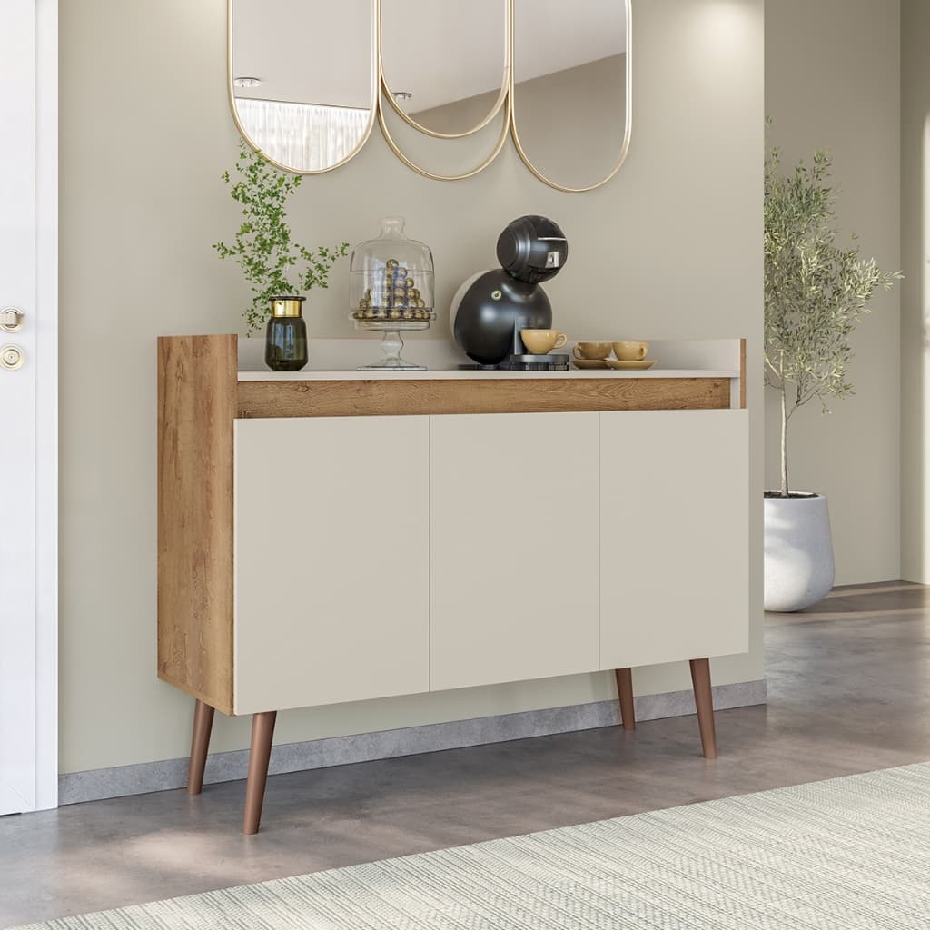 Aparador Buffet Estilo Retro Sala Multifuncional 3 Portas Dobradiças Metálicas