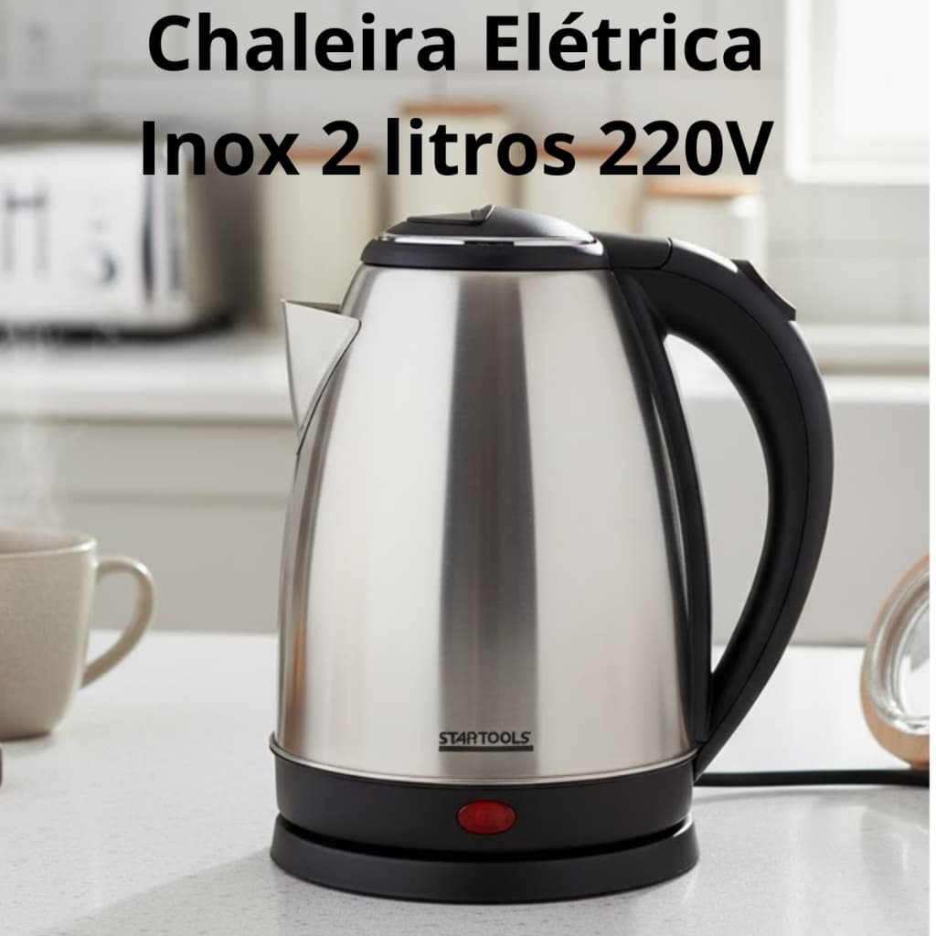 Chaleira Elétrica 2 Litros Aço Inox Ferve Água Rápido Automática 220V