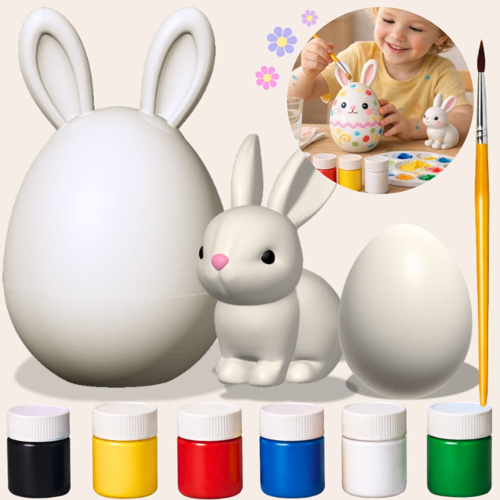 Kit Ovo de Pascoa Surpresa Para Pintar Coelho Branco Brinquedo Presente Criativo Infantil Crianças Família
