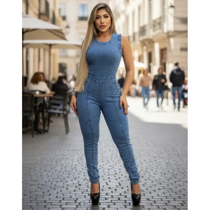 Macacão Jeans Feminino Tendência Uso Diario