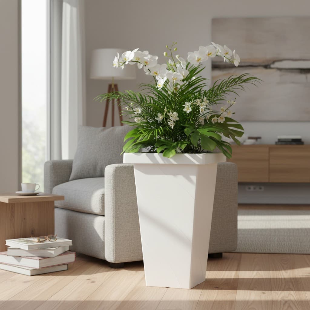 Vaso Grande Decorativo Plástico Reforçado Cachepot Coluna Enfeite Decoração Casa Sala Escritório
