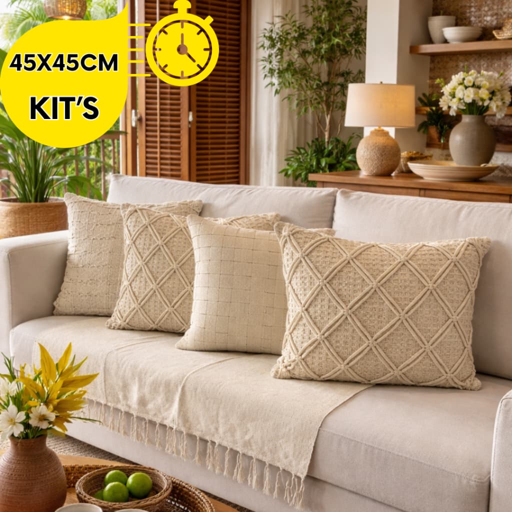 KIT 1/2/3/4 LUXO CAPA DE ALMOFADA ALGODÃO FEITA A MÃO ARTESANAL PREMIUM ELEGANTE DECORAÇÃO SALA SOFÁ