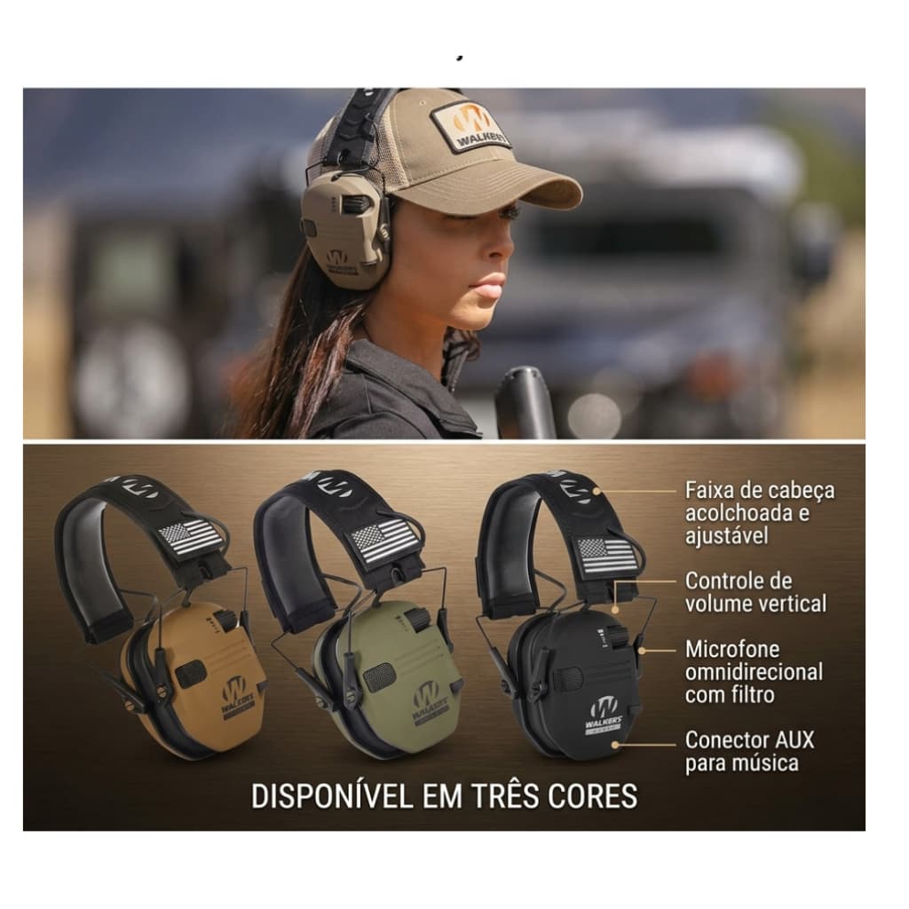 Fones De Ouvido Ativos De Tiro Proteção Auditiva Com Redução De Ruído Protetor Para Caçar Com Case LAY-W6
