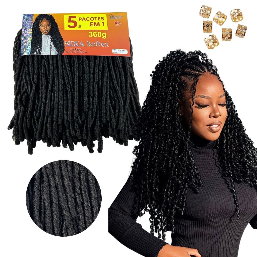 Cabelo Nina Softex African Beauty 5x1 Pacotão Cacheado Crochet Braid kanekalon