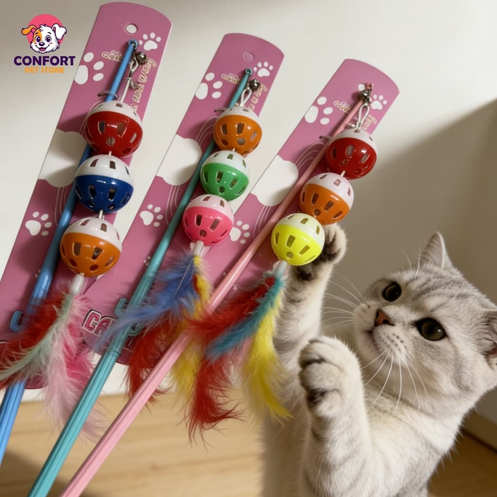 Varinha mágica para gatos, brinquedo interativo para gatos, combinações de cores aleatórias.